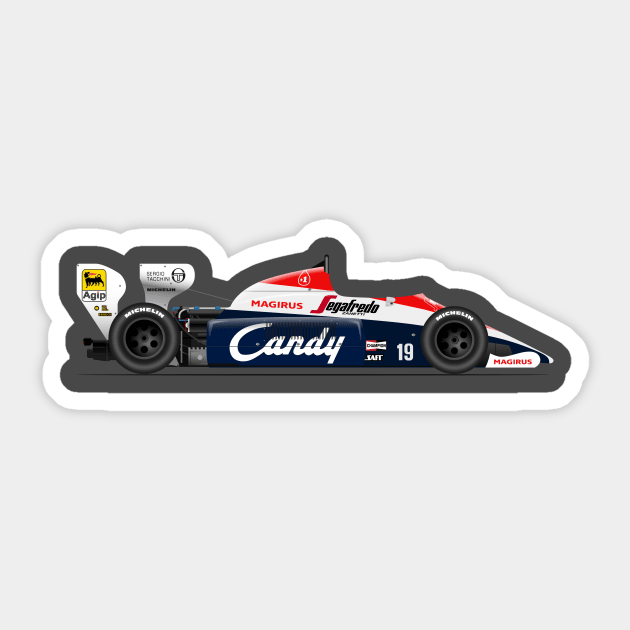 Ayrton Senna's Toleman Hart 184 Illustration Sticker by Burro Wheel